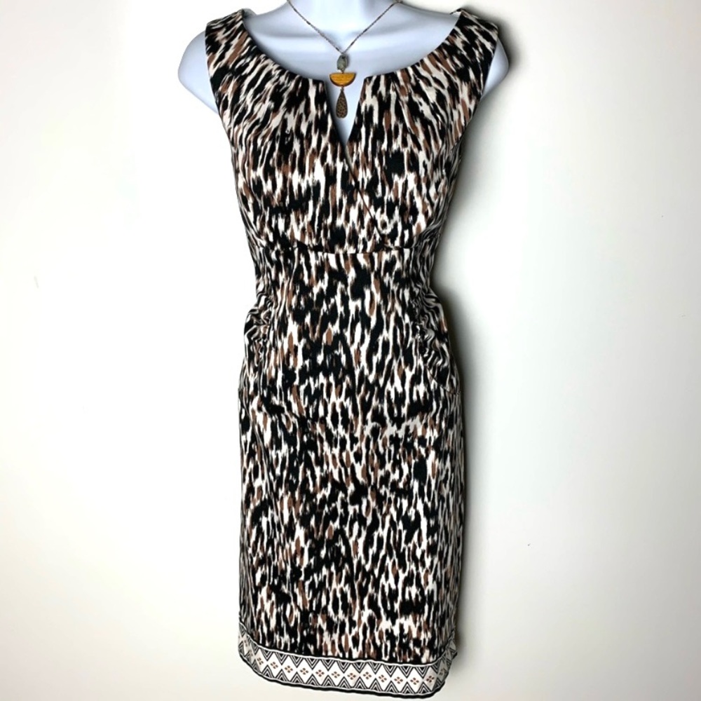 London Times animal print leopard fitted dress large 14